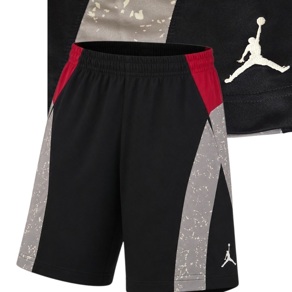 Jordan Basketball‎ Shorts Mens Large Black Red Grey Cement Print Jumpman Mesh L